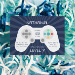 Level Up | Gamer Theme Birthday Party Invitation<br><div class="desc">Cool gamer theme birthday party invitations feature a video game controller with "[name] has reached level [age]" displayed in retro lettering,  with your party details on the game controller.</div>