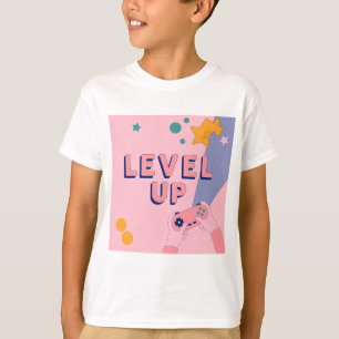 "Level Up" Gaming Illustration with Controller T-Shirt