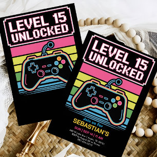 Level Up Gaming Party for Boys Invitation