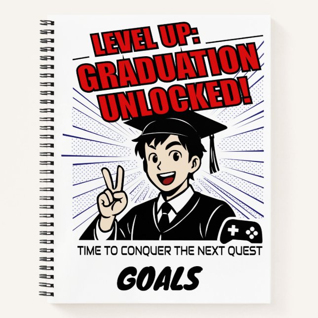 Level Up Graduation Notebook – Life Goals Journal  (Front)