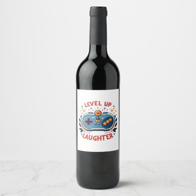 level up laughter wine label (Front)