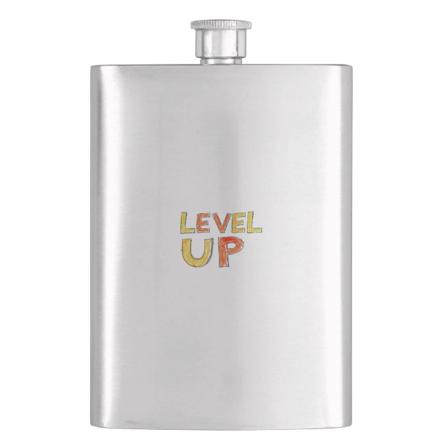 Level Up Motivation Design Hip Flask (Front)