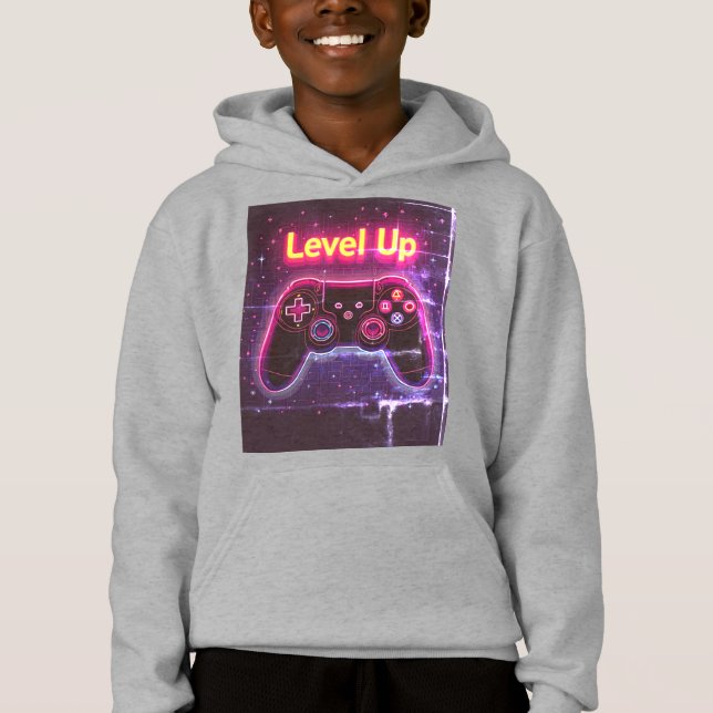 Level Up Neon Gamer Controller – Retro Pixel Art T (Front)