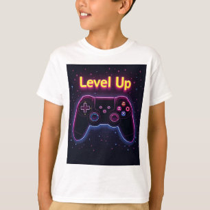 Level Up Neon Gamer Controller – Retro Pixel Art T T-Shirt