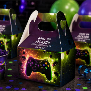 Level Up! Neon Video Game Birthday Party Favor Box
