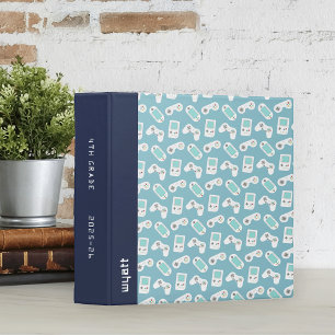 Level Up   Retro Video Game Pattern Personalized Binder