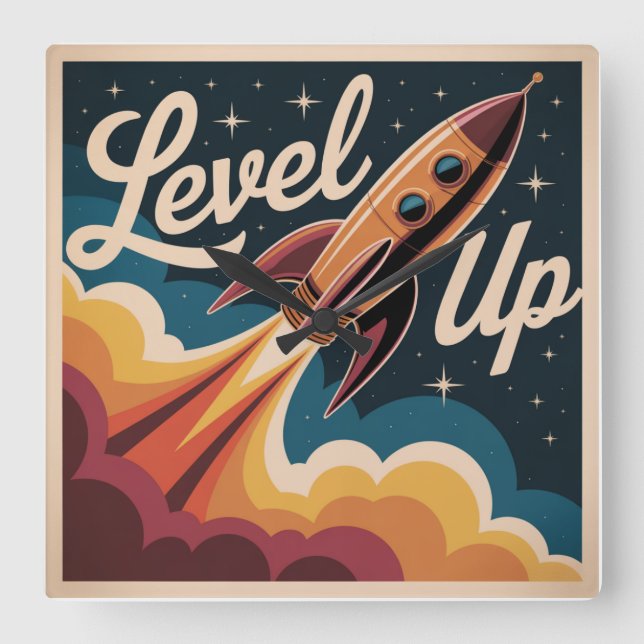 Level Up Square Wall Clock (Front)