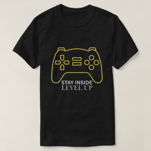 Level Up Stay Inside Gamer Controller Art T-Shirt