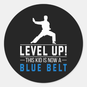 Level Up! This Kid Is Now A Blue Belt Karate Award Classic Round Sticker