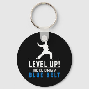 Level Up! This Kid Is Now A Blue Belt Karate Award Keychain