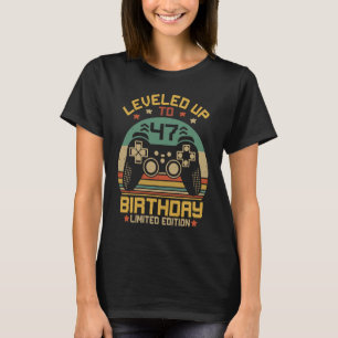 Level Up to 47 Retro 47th Birthday Gamer Decor Boy T-Shirt
