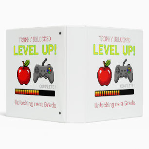 Level Up To The Next Grade   Funny Gamer Student  Binder