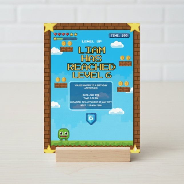 Level Up Video Game Birthday Party Invitation (Creator Uploaded)