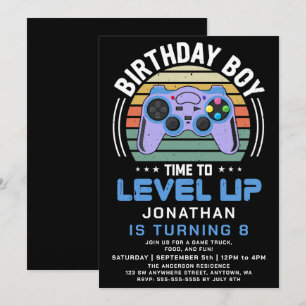 Level Up Video Game Birthday Party Invitation