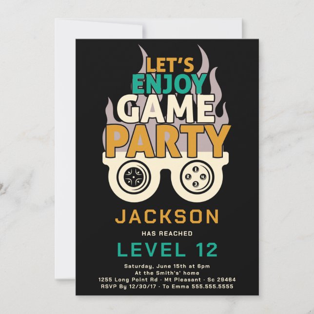 Level Up Video Game Birthday Party Invitation (Front)