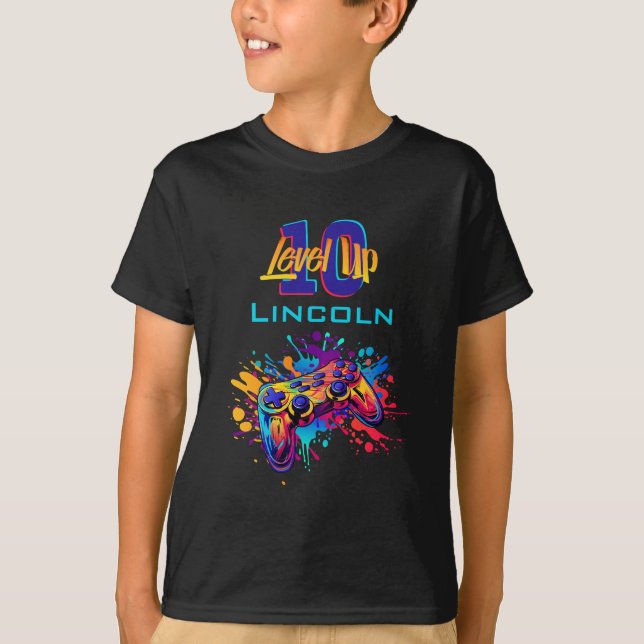 Level Up Video Game Controller Birthday T-Shirt (Front)