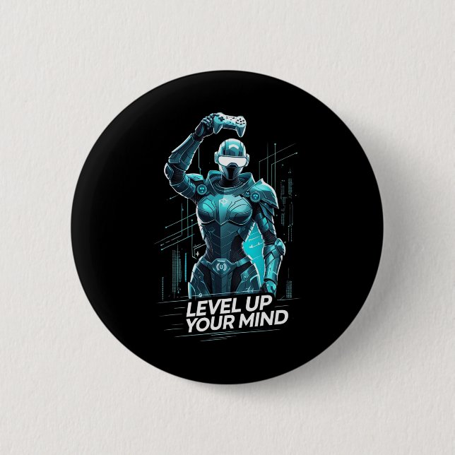 Level Up Your Mind Ai Gamer  2 Inch Round Button (Front)