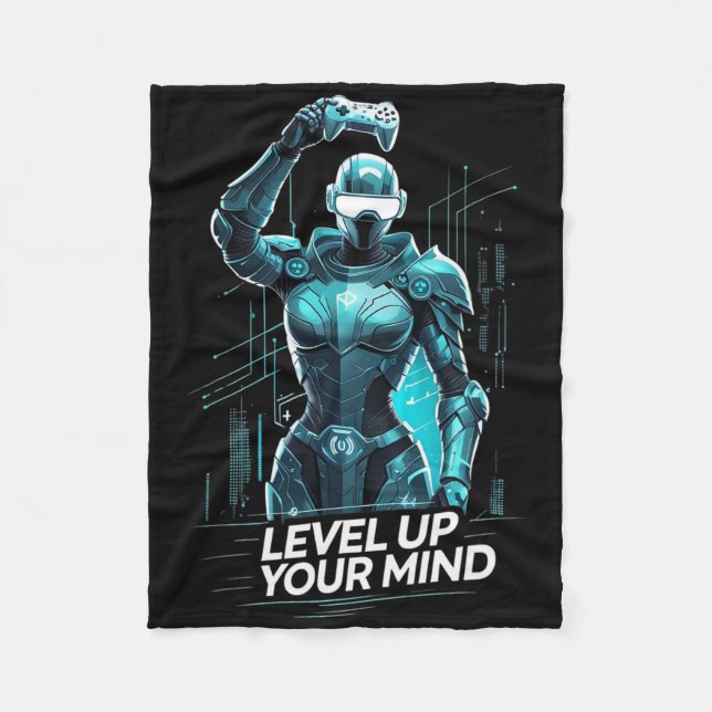 Level Up Your Mind Ai Gamer  Fleece Blanket (Front)