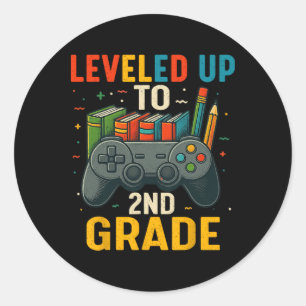 Leveled Up To 2nd Grade Gamer Back To School First Classic Round Sticker