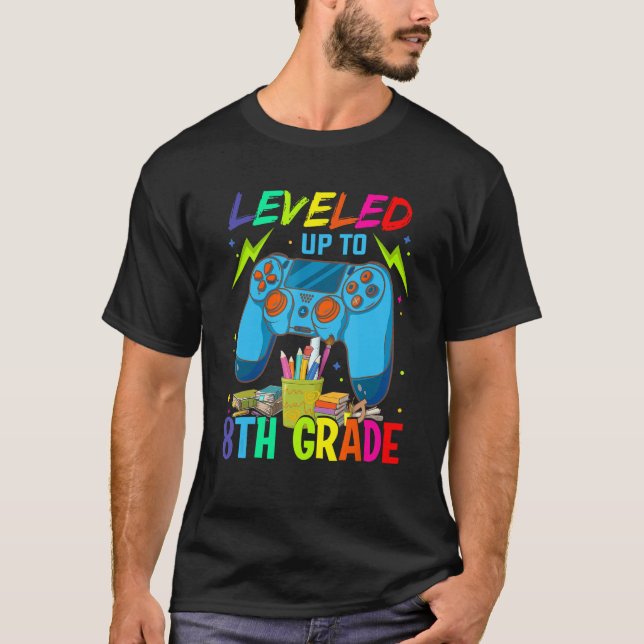 Leveled Up To 8th Grade Video Gamer Back To School T-Shirt (Front)