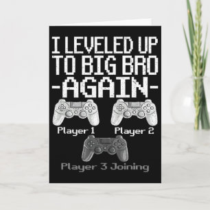 Leveled Up To Big Bro Again Brother Gamer Player 3 Card