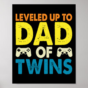 Leveled Up To Dad Of Twins Fathers Day  Poster