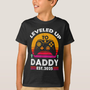 Leveled Up To Daddy 2025 Vintage Promoted To Daddy T-Shirt