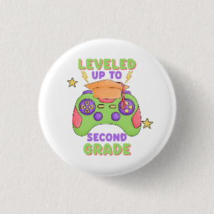 Leveled Up to Second Grade 1 Inch Round Button