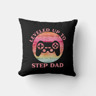 Leveled Up To Step Dad Throw Pillow