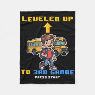 Leveling Up 3rd Grade Ck To School Funny Gamer Boy Fleece Blanket