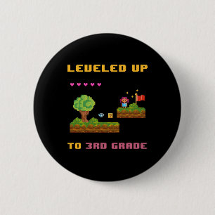 Leveling Up 3rd Grade Ck To School Shirt Funny Gam 2 Inch Round Button