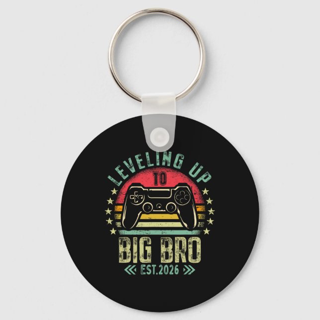 Leveling Up To Big Brother 2026 Funny New Gamer Bo Keychain (Front)