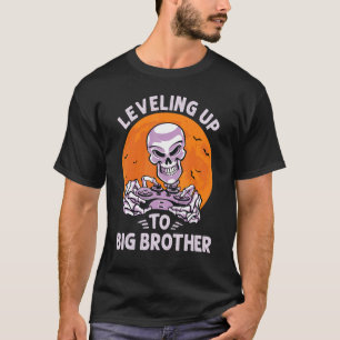 Leveling up to Big Brother Gamer Gaming Skeleton H T-Shirt