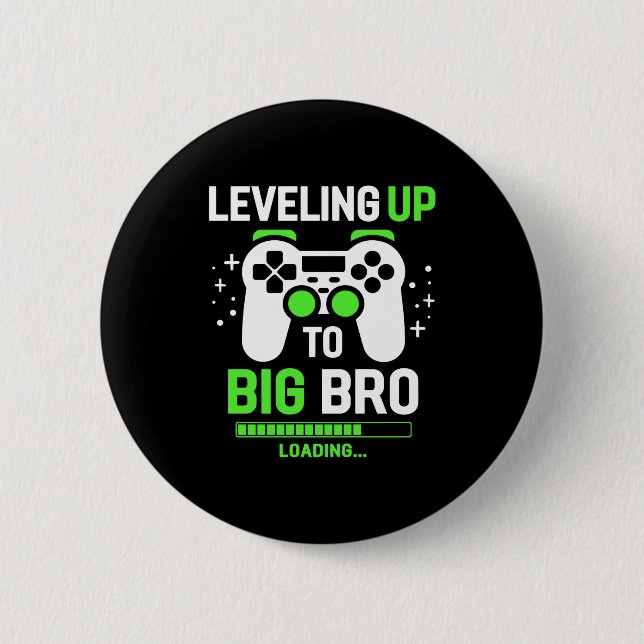 Leveling Up To Big Brother Gaming Boy  2 Inch Round Button (Front)
