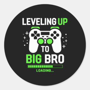 Leveling Up To Big Brother Gaming Boy  Classic Round Sticker