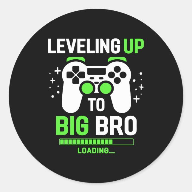 Leveling Up To Big Brother Gaming Boy  Classic Round Sticker (Front)