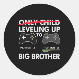Leveling Up To Big Brother Shirt - Video Game Play Classic Round Sticker