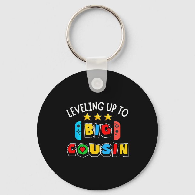 Leveling Up To Big Cousin Funny Gaming Video Game  Keychain (Front)