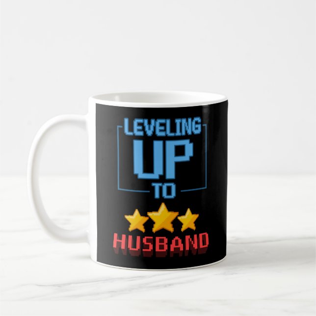 Leveling Up To Husband Funny Groom To Be Bachelor Coffee Mug (Left)