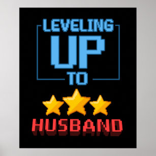 Leveling Up To Husband Funny Groom To Be Bachelor Poster
