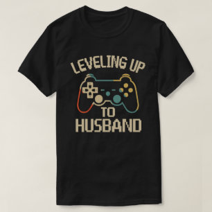 Leveling Up To Husband Gamer Newlywed Groom Gift T-Shirt