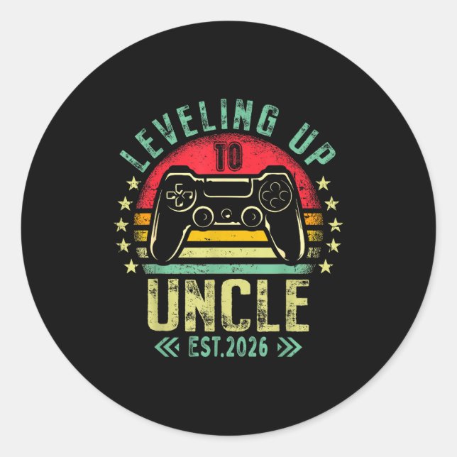 Leveling Up To Uncle 2026 Funny Gamer Soon To Be U Classic Round Sticker (Front)