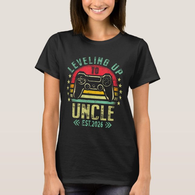 Leveling Up To Uncle 2026 Funny Gamer Soon To Be U T-Shirt (Front)