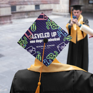 Levelled Up   One Degree Gamer Graduation Cap Topper