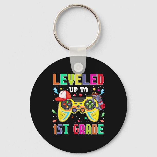 Levelled Up To 1st Grade Gamer First Day Boys Ck T Keychain (Front)