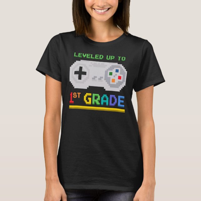 Levelled Up To 1st Grade Video Game Controller Gam T-Shirt (Front)