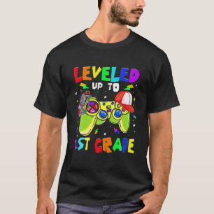 Levelled Up To 1St Grade Video Game Funny Back To  T-Shirt