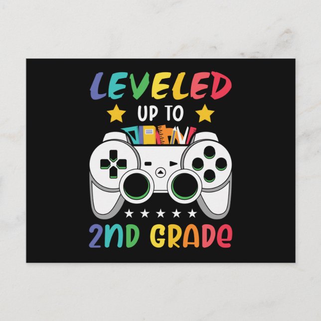 Levelled Up To 2nd Grade Back to School Video Game Postcard (Front)