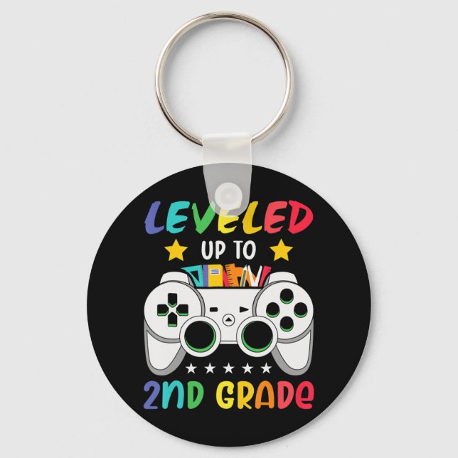 Levelled Up To 2nd Grade Boy Second Grade Crew Bac Keychain (Front)