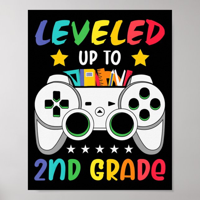 Levelled Up To 2nd Grade Boy Second Grade Crew Bac Poster (Front)